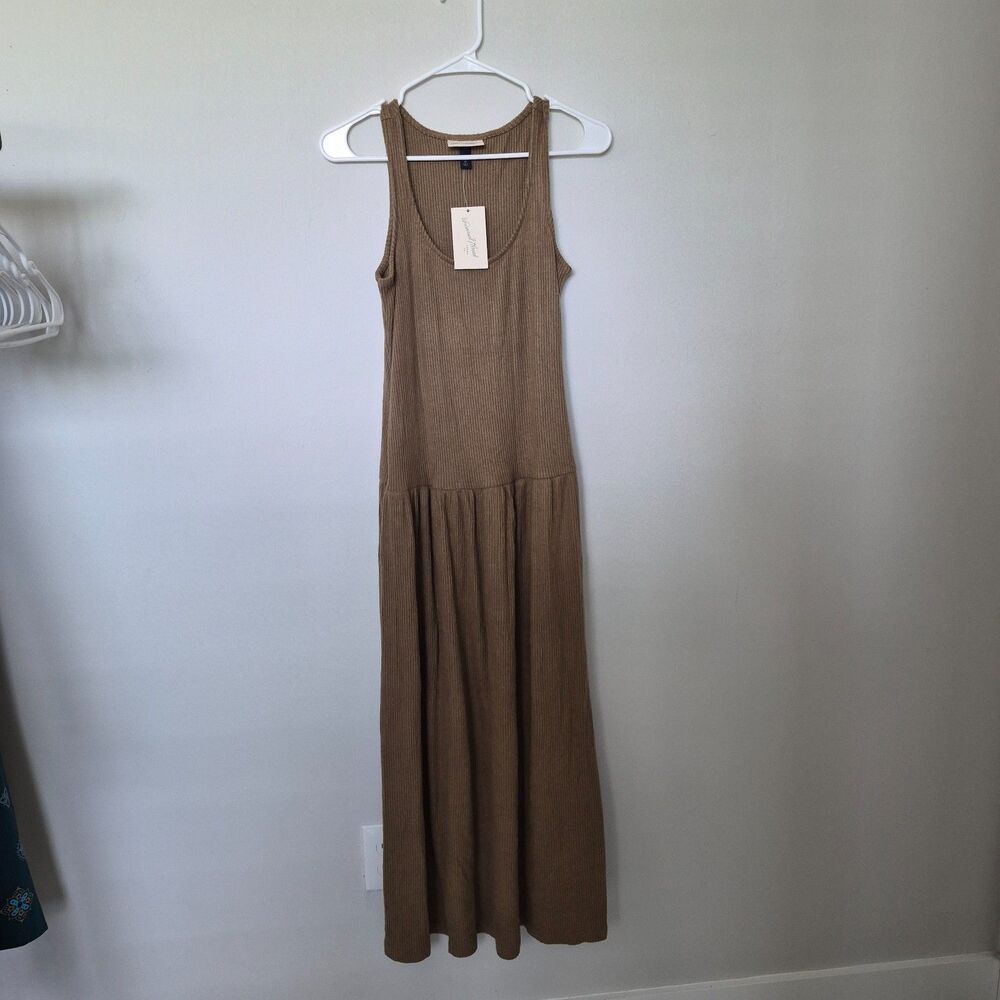 Womens Drop Waist Knit Midi Dress